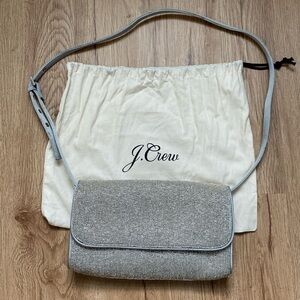 J. Crew Silver Beaded Convertible Clutch with Dust Bag - Party Ready Acc…